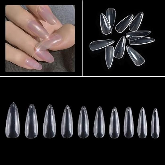 Long Stiletto Fake Nail Tips 500 Pcs Clear Acrylic Nails Full Cover Press on Nails for Nail Art Salon and Home DIY Quickly Extend Nails 12 Sizes - Image 5